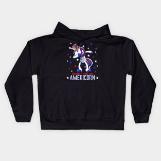 Dabbing Unicorn 4th of July- Kids Hoodie